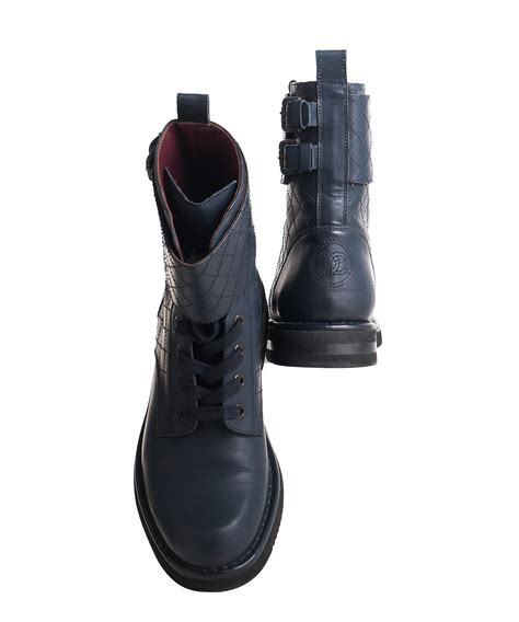 chanel navy blue combat boots|Chanel shoe laces for boots.